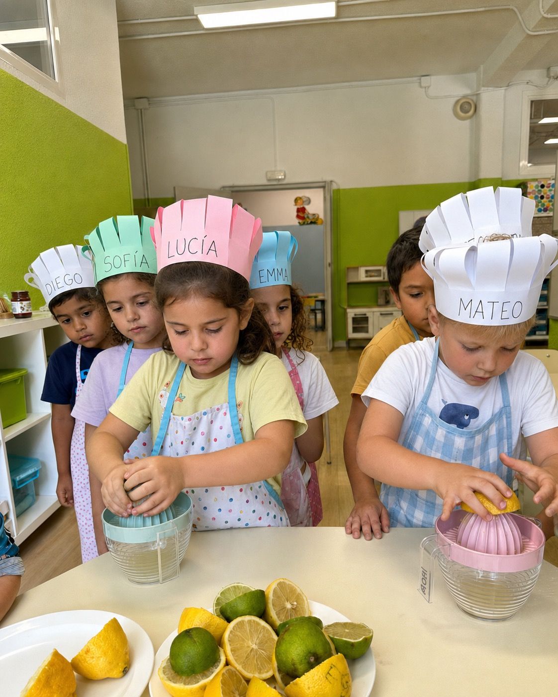 Taller de cocina, exprimiendo limones