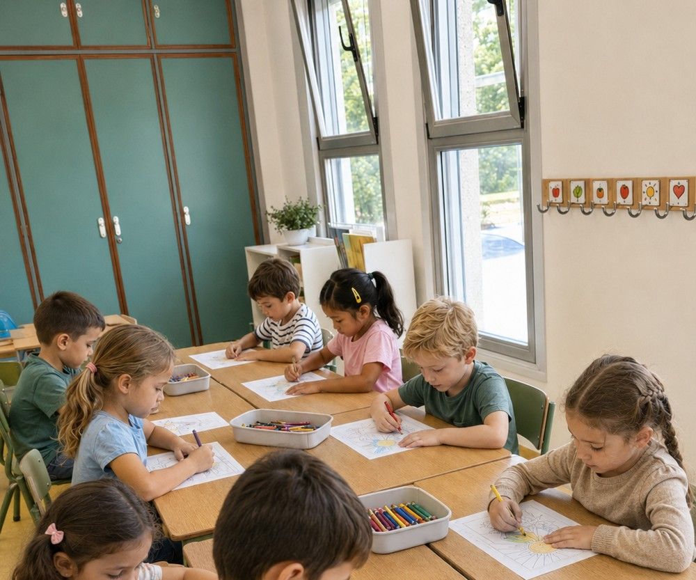 Profesora con alumnos en clase de extraescolar